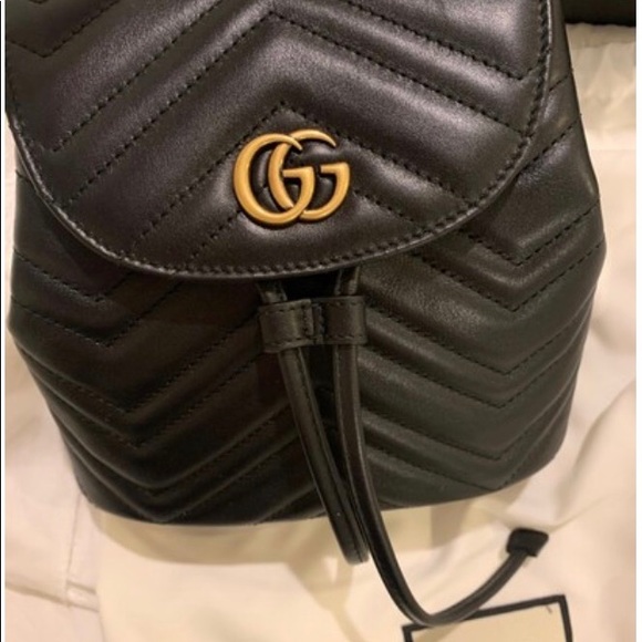 Gucci Handbags - GG Marmont Mini Black Leather Backpack